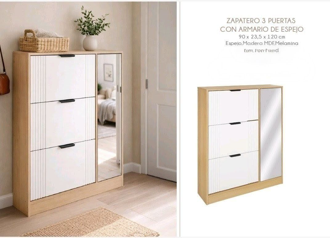 10772- Zapatero 3 Puertas con armario de espejo 